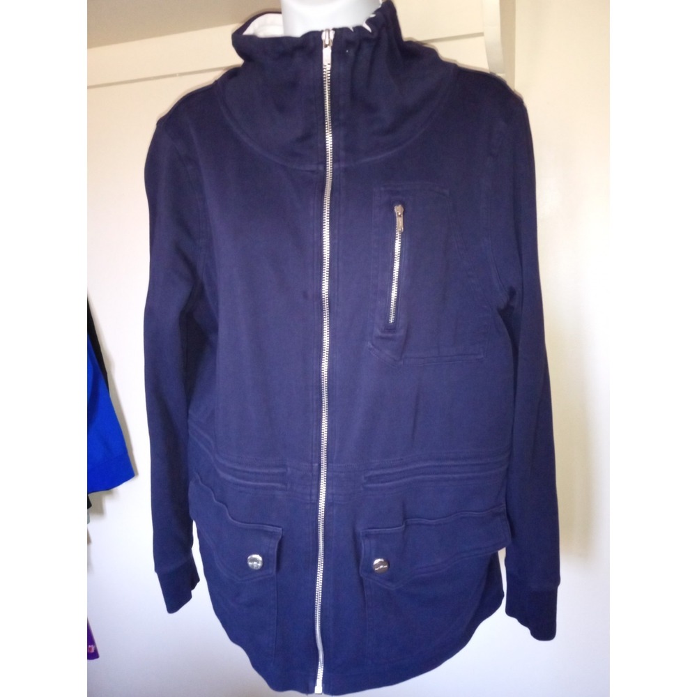 Lauren‎ Ralph Lauren Navy Blue Full Zip Funnel Neck Utility Knit Jacket Womens